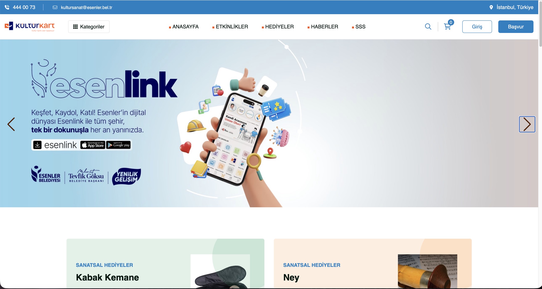 Kültür Kart web sitesi ekran görüntüsü