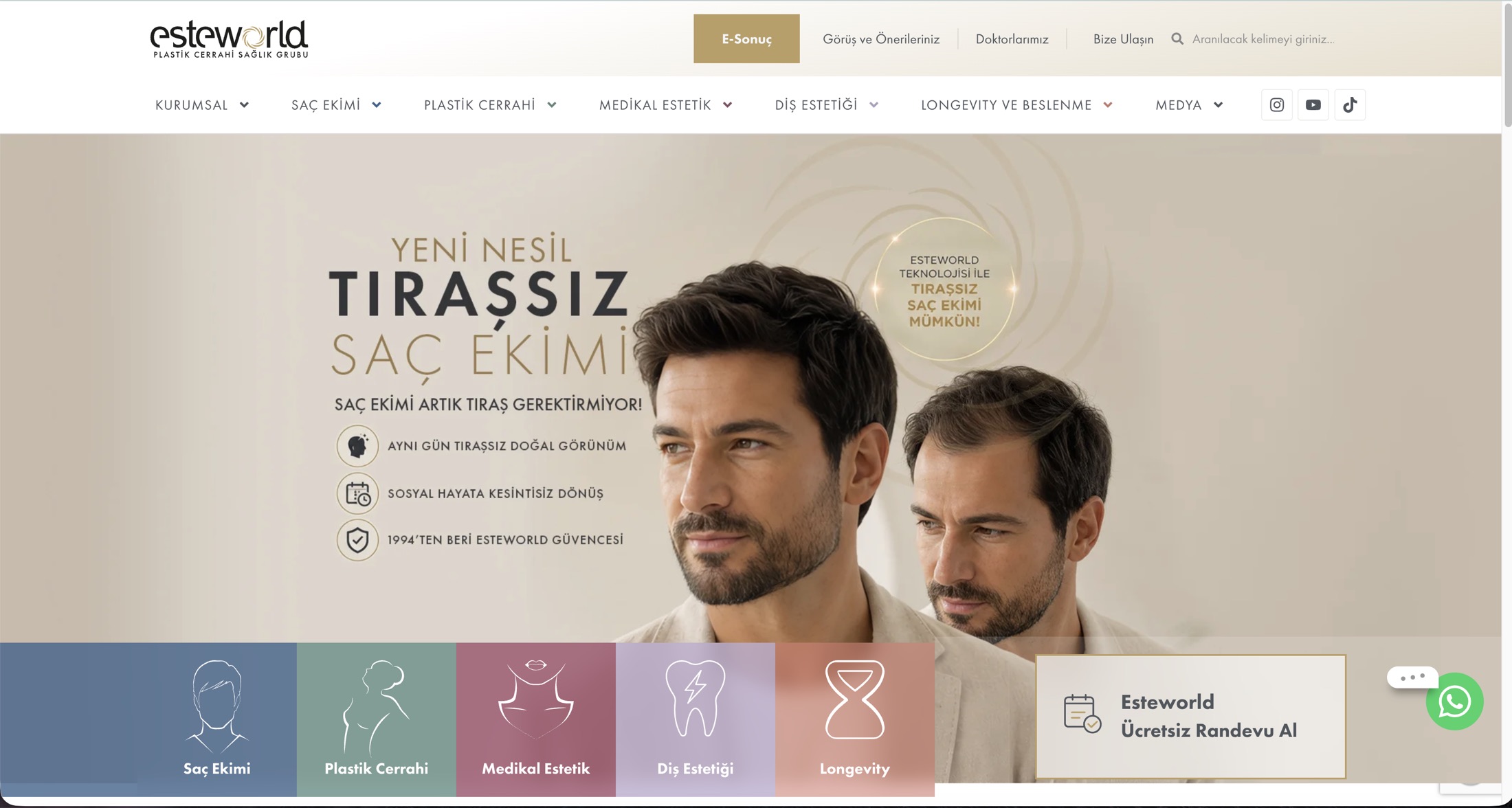 Esteworld web sitesi ekran görüntüsü