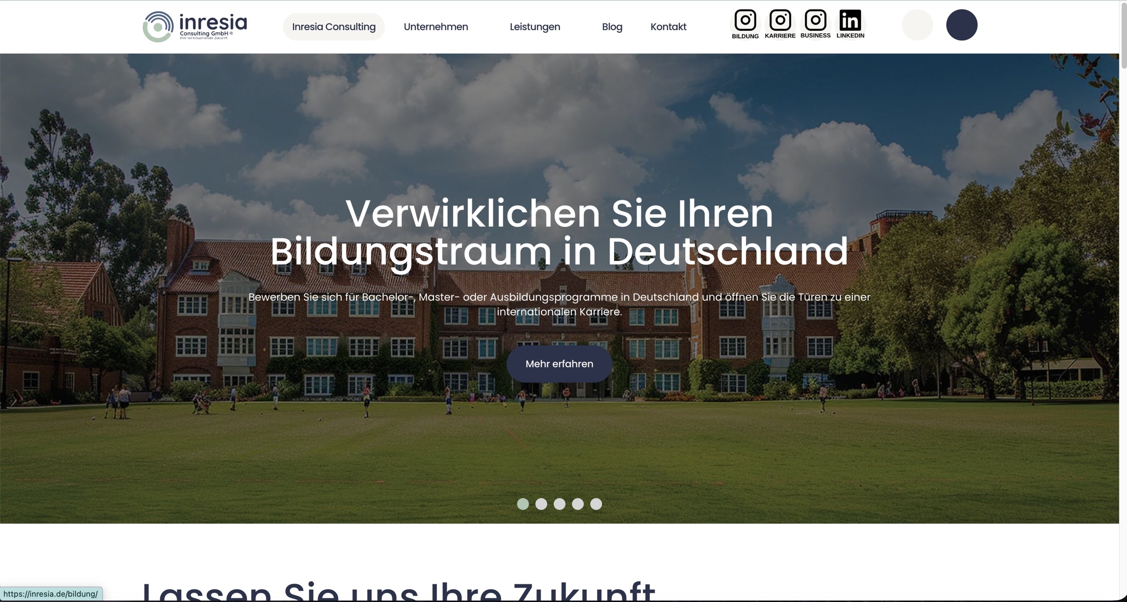 Inresia Consulting web sitesi ekran görüntüsü